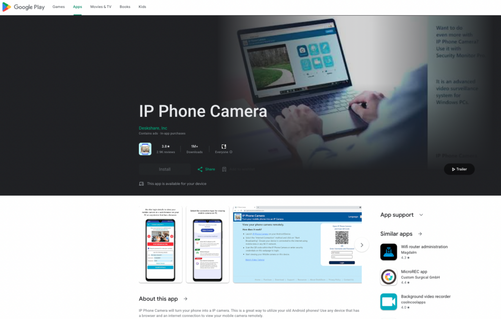 control phone camera remotely with ip phone camera app